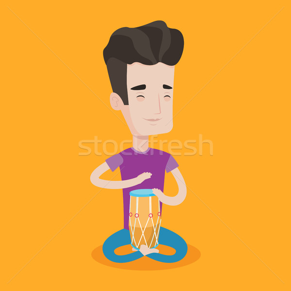 Man playing ethnic drum vector illustration. Stock photo © RAStudio