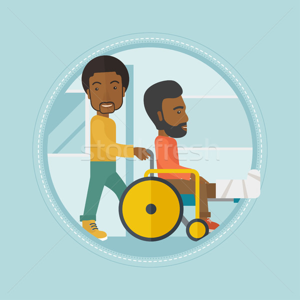Man pushing wheelchair with patient. Stock photo © RAStudio