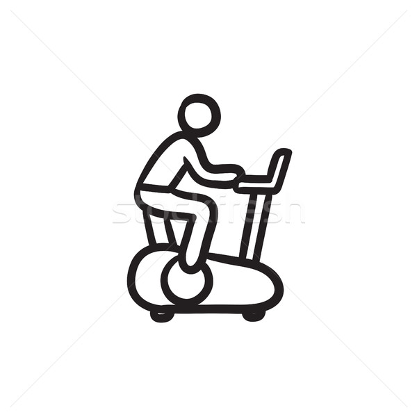 Foto stock: Hombre · formación · ejercicio · moto · boceto · icono