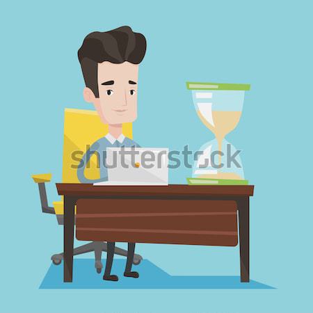 Businessman working in office vector illustration. Stock photo © RAStudio