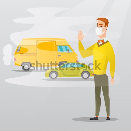 Lucht verontreiniging voertuig uitputten vrouw permanente Stockfoto © RAStudio