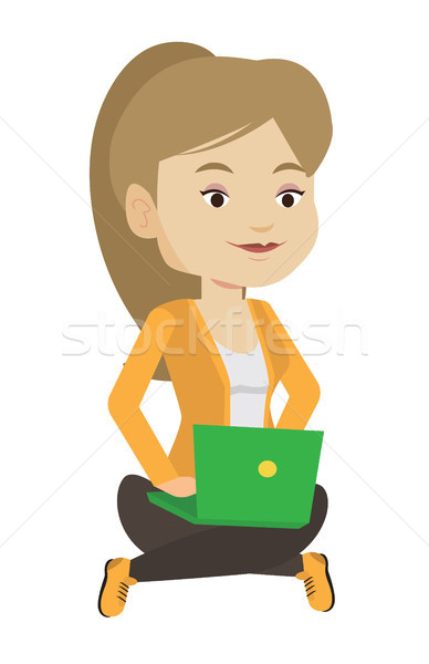 Woman using cloud computing technology. Stock photo © RAStudio