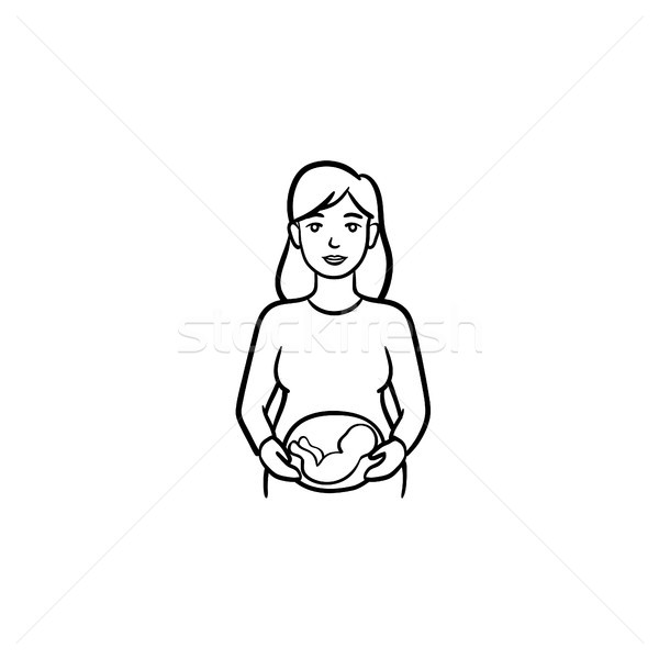 Mujer feto útero dibujado a mano garabato Foto stock © RAStudio
