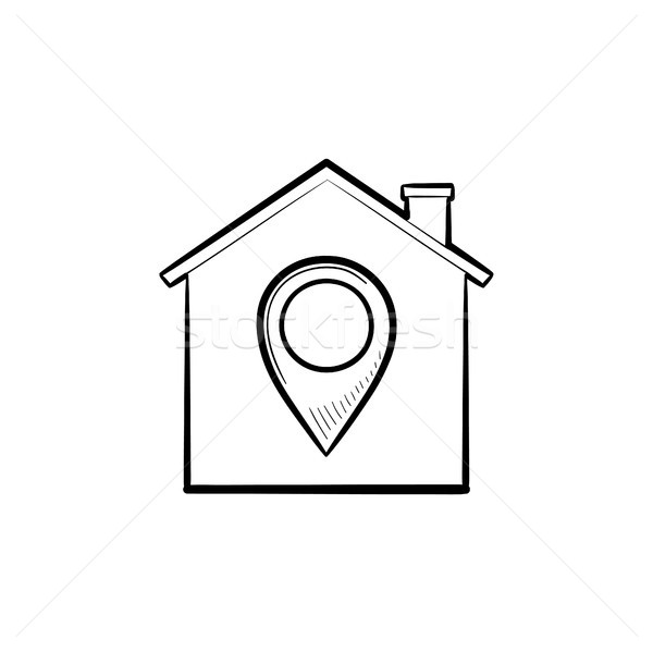 House with navigation mark hand drawn outline doodle icon. Stock photo © RAStudio