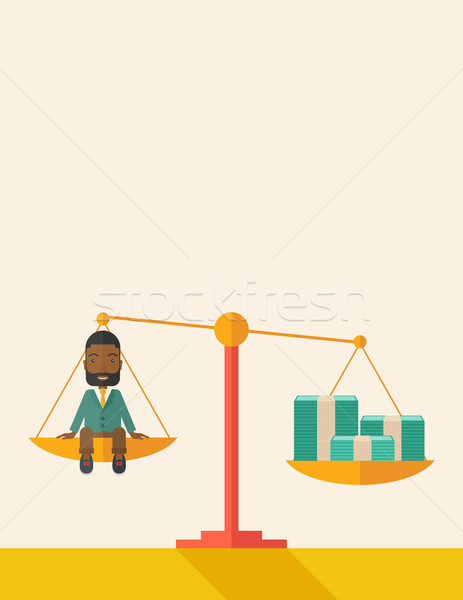 Afircan Businessman on a balance scale Stock photo © RAStudio