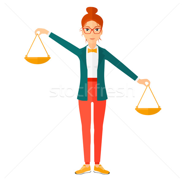 Business woman with scales. Stock photo © RAStudio