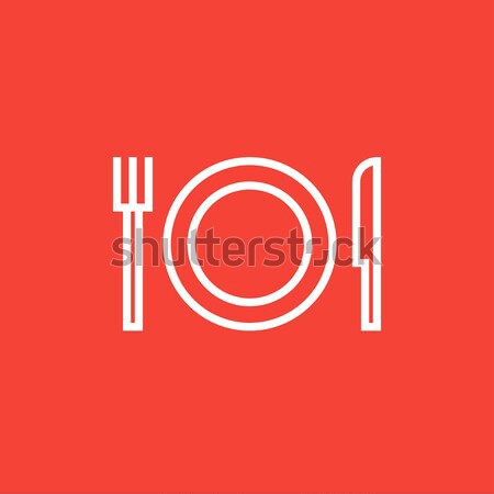 Plate with cutlery line icon. Stock photo © RAStudio