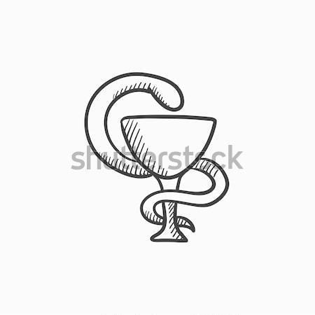 Farmaceutic medical simbol schiţă icoană şarpe Imagine de stoc © RAStudio