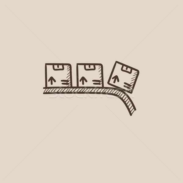 Conveyor belt for parcels sketch icon. Stock photo © RAStudio