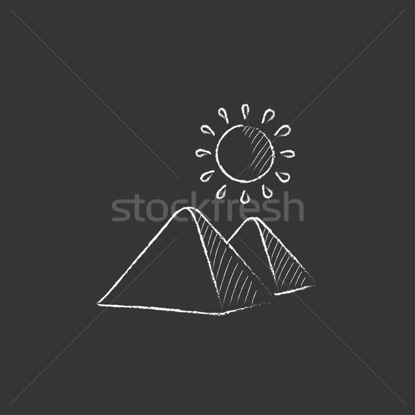 Egyptische piramides krijt icon Stockfoto © RAStudio