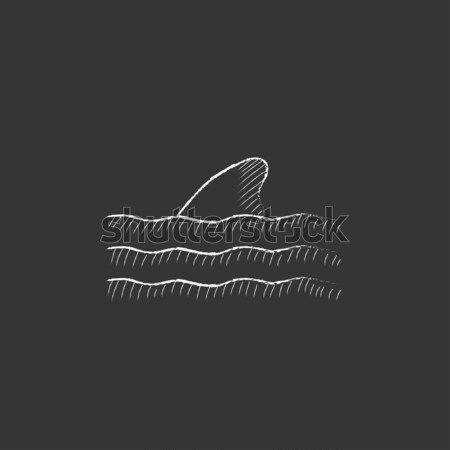 Dorsal shark fin above water. Drawn in chalk icon. Stock photo © RAStudio