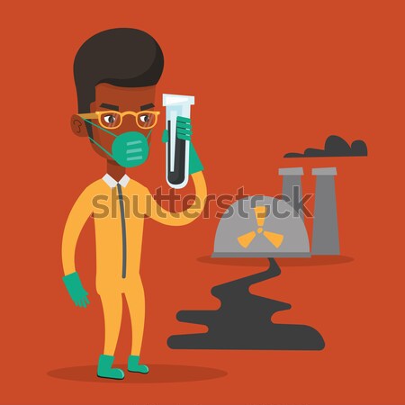 Labor Assistent Reagenzglas chemischen Anzug halten Stock foto © RAStudio