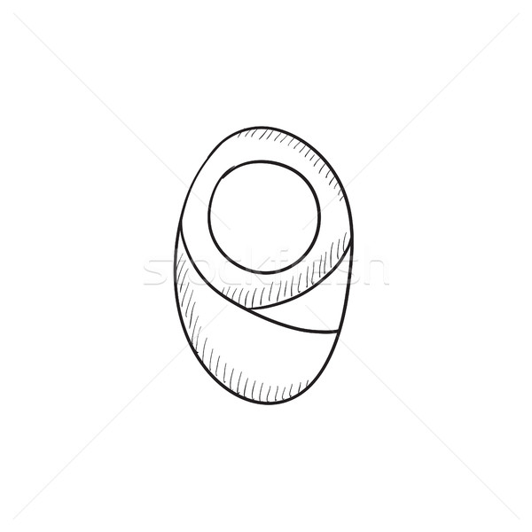 Infant wrapped in swaddling clothes sketch icon. Stock photo © RAStudio