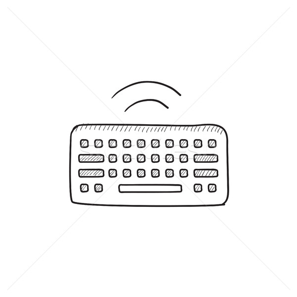 Kablosuz klavye kroki ikon vektör yalıtılmış Stok fotoğraf © RAStudio