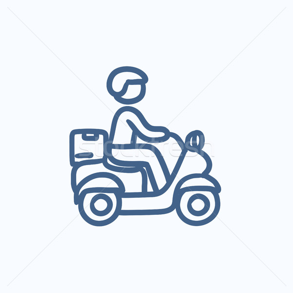 Man carrying goods on bike sketch icon. Stock photo © RAStudio