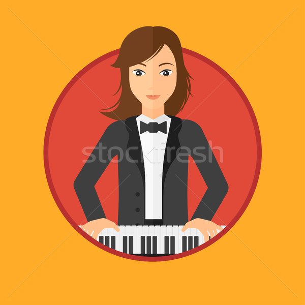 Mujer jugando piano jóvenes músico pianista Foto stock © RAStudio