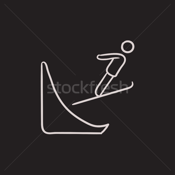 Ski springen Skizze Symbol Vektor isoliert Stock foto © RAStudio