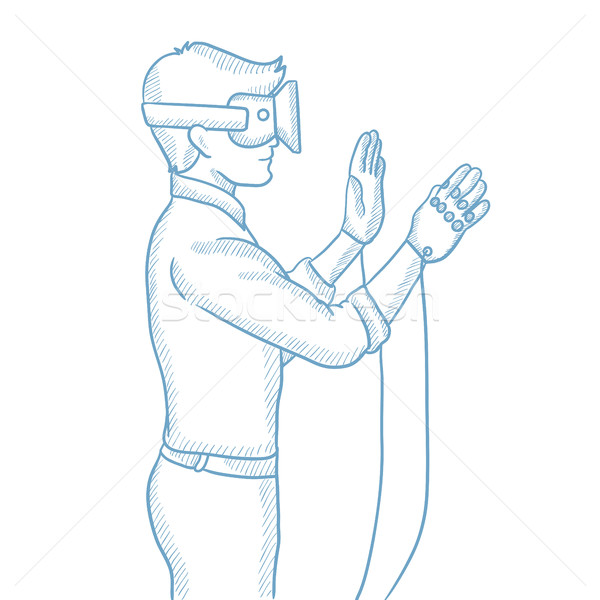 Man wearing virtual reality headset. Stock photo © RAStudio
