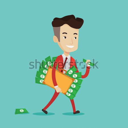 Businessman with briefcase full of money. Stock photo © RAStudio
