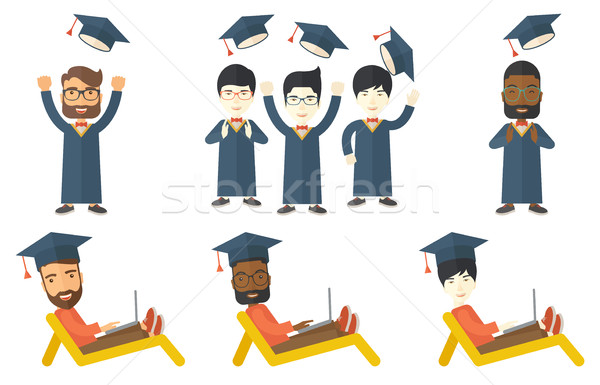 Vector set of graduate student characters. Stock photo © RAStudio