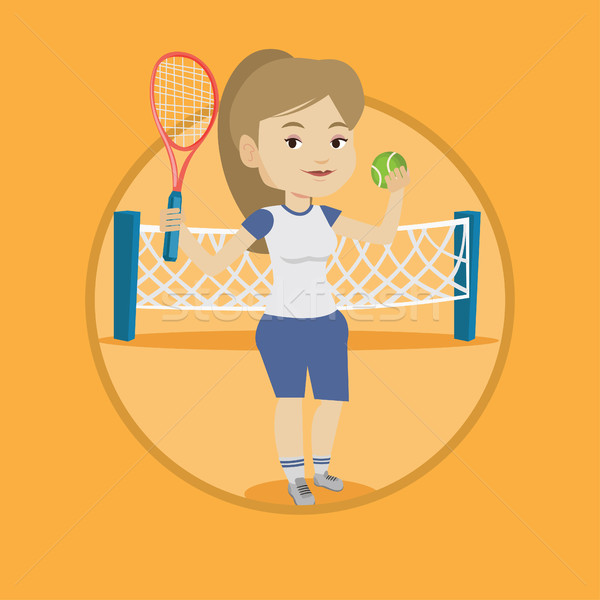 Female tennis player vector illustration. Stock photo © RAStudio