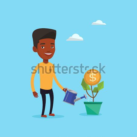 Foto stock: Hombre · dinero · flor · hombre · de · negocios · financieros