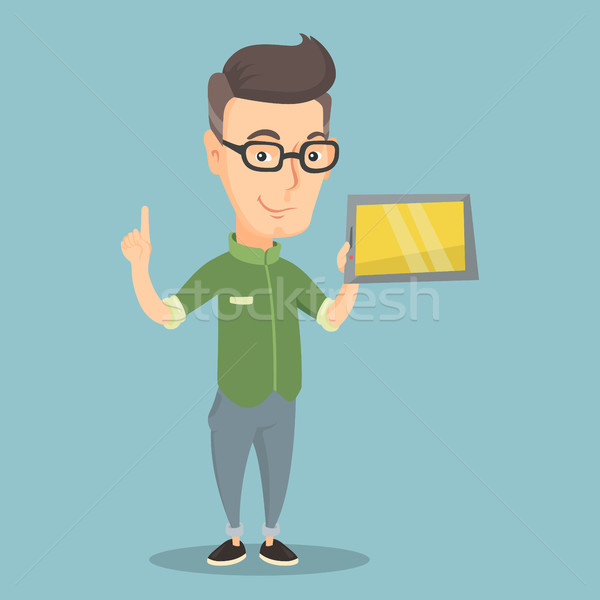 Student using tablet computer vector illustration. Stock photo © RAStudio