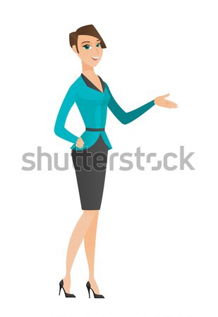 Young asian business woman with speech bubble. Stock photo © RAStudio