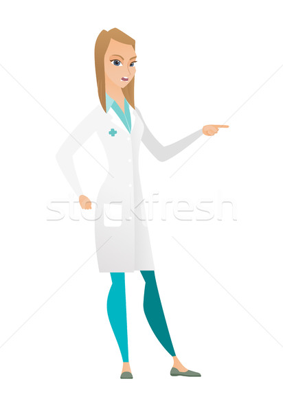 Foto stock: Furioso · médico · gritando · caucasiano · indicação · dedo