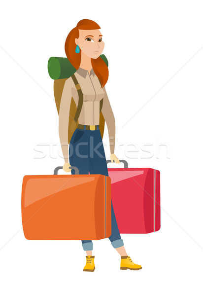 Rozczarowany turystycznych dwa duży walizki Zdjęcia stock © RAStudio