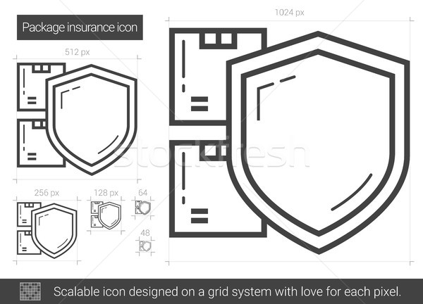 Pachet asigurare linie icoană vector izolat Imagine de stoc © RAStudio