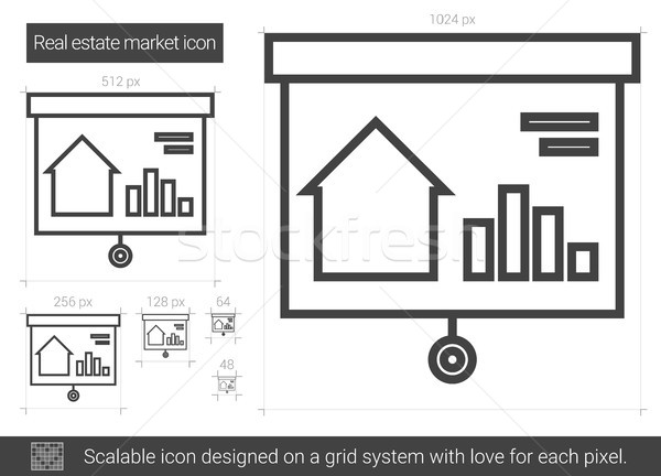 Stockfoto: Onroerend · markt · lijn · icon · vector · geïsoleerd