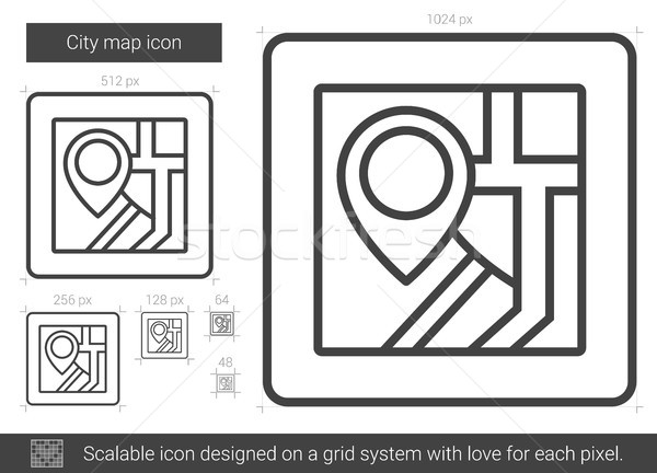 Foto stock: Cidade · mapa · linha · ícone · vetor · isolado