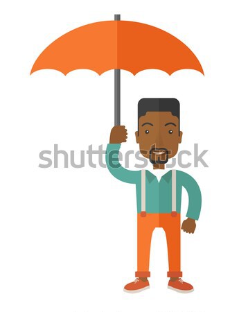 Stock fotó: üzletember · esernyő · pénz · fiatal · áll · eső