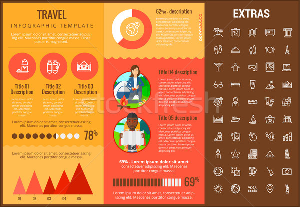 Utazás infografika sablon elemek ikonok testreszabható Stock fotó © RAStudio