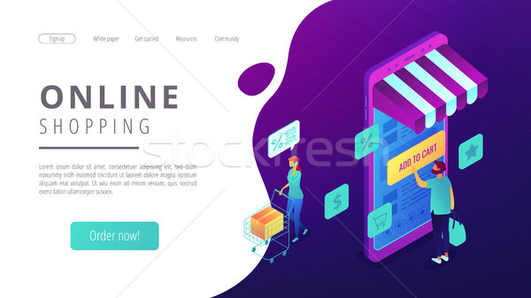 Isometric online shopping and buying landing page. Stock photo © RAStudio