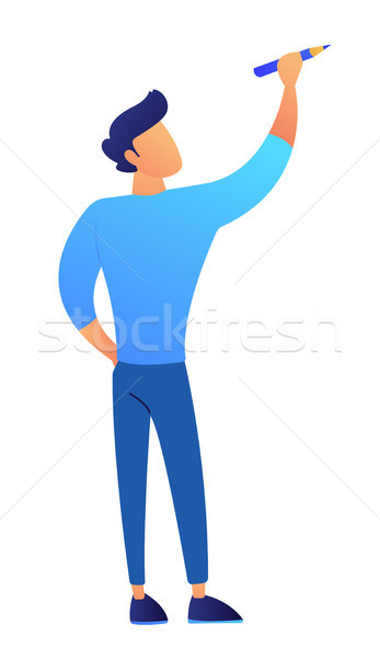 Student holding a pencil and drawing vector illustration. Stock photo © RAStudio