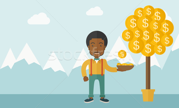 успешный африканских бизнесмен Постоянный доллара монеты Сток-фото © RAStudio
