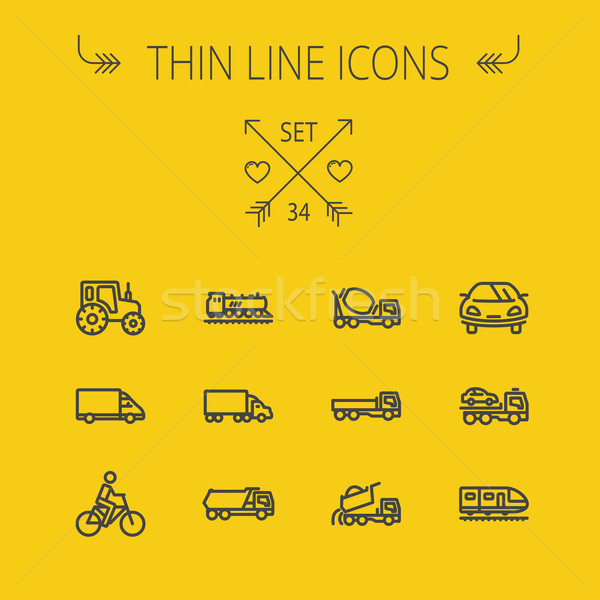 Transportation thin line icon set Stock photo © RAStudio