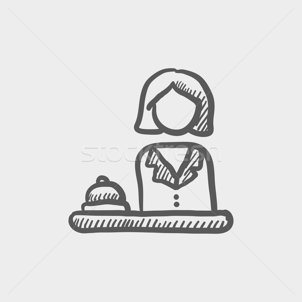 Femminile receptionist sketch icona web mobile Foto d'archivio © RAStudio