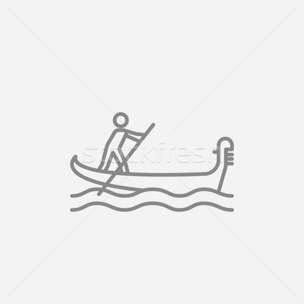 Marynarz wioślarstwo łodzi line ikona internetowych Zdjęcia stock © RAStudio