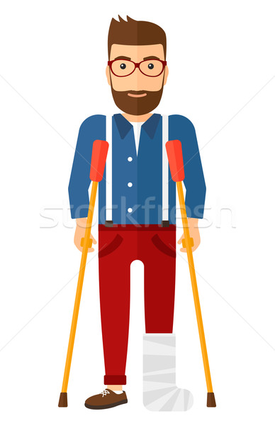 Patienten Beinbruch verletzt Mann stehen Krücken Stock foto © RAStudio
