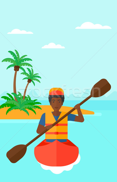 Om calarie canoe mare mic insulă Imagine de stoc © RAStudio