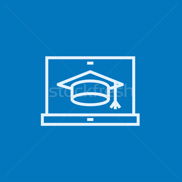 Portable graduation cap écran ligne icône [[stock_photo]] © RAStudio