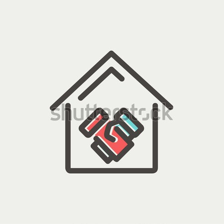 Apretón de manos exitoso inmobiliario transacción línea icono Foto stock © RAStudio