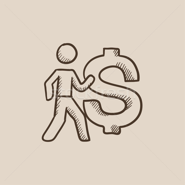 Zakenman groot dollar symbool schets icon Stockfoto © RAStudio