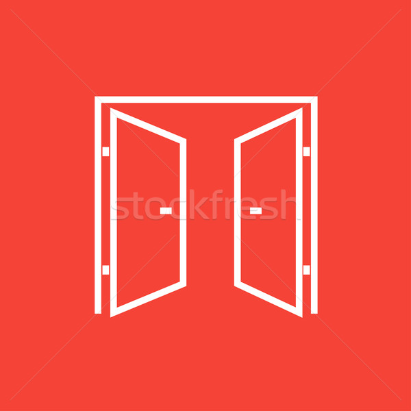 Open deuren lijn icon hoeken web Stockfoto © RAStudio