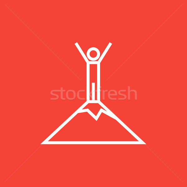 Man standing on top of mountain line icon. Stock photo © RAStudio