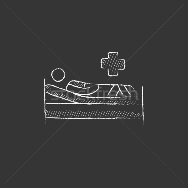 Patient lying on bed. Drawn in chalk icon. Stock photo © RAStudio