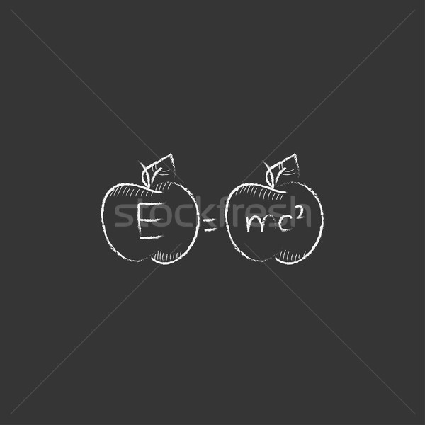 Two apples with formulae. Drawn in chalk icon. Stock photo © RAStudio